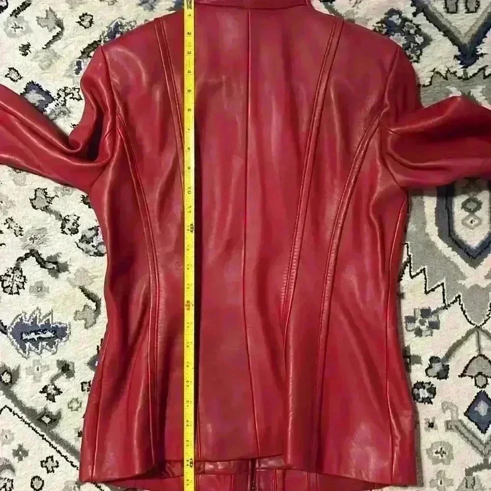 Jones New York Red genuine  Leather Blazer/Jacket coat fitted size small - Picture 12 of 12